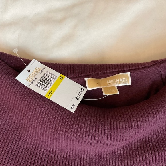Michael by Michael Kors Purple Off the Shoulder Top NWT Size M - Picture 3 of 4